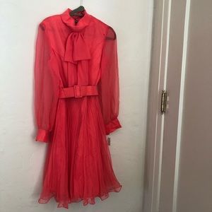 Coral red vintage secretary dress 60s